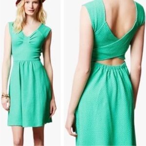 Anthropologie Mint Green Backless Sundress with V-Neck and Cap Sleeves